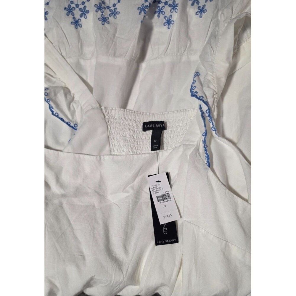 Lane Bryant White Blue Eyelet Dress New with Tags Size 22 $99.95
